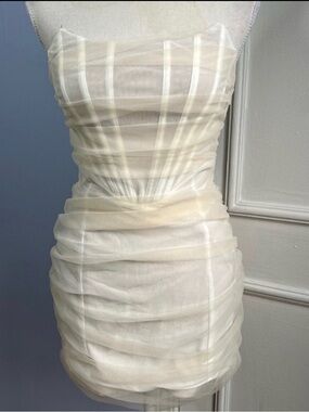 White Fox Boutique Strapless White Mini Dress